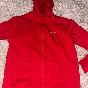 Nike Red and Gray Zip-Up Hoodie